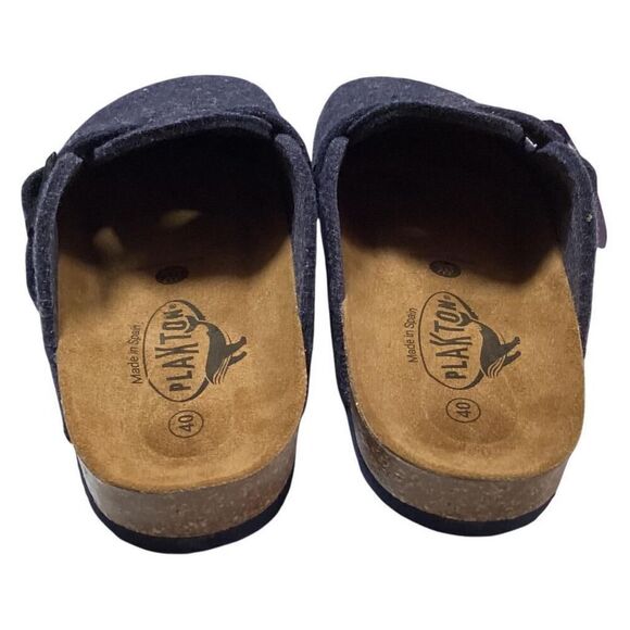 Plakton Clogs Women 9 40 Blue Blogg Felted Wool Cork Slip On Soft Footbed NEW - Picture 5 of 8